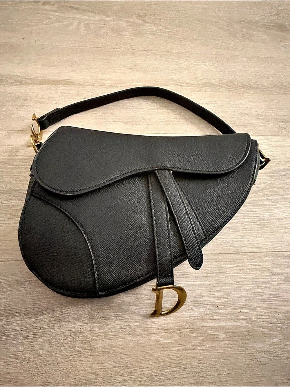 Christian Dior Saddle Bag with Strap in Black